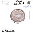 New Zealand 1942 6 Pence .500 Silver, Extra Fine (EF-40) Cleaned Cheap