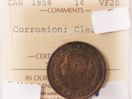 1858 Canada 1-Cent ICCS Certified VF-20 (Corrosion, Cleaned) For Cheap