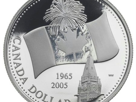 RDC 2005 Canada $1 40th Anniversary National Flag Proof Silver (No Tax) Impaired Hot on Sale