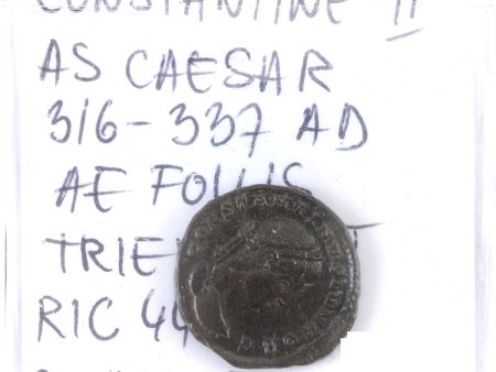 Ancient Rome 316-337AD Constantine II AE Follis, Trier Mint, Choice Extra Fine (EF-40+) Sale