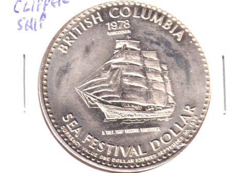 1978 British Columbia Clipper Ship Sea Festival Dollar Token Cheap