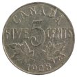 1928 Canada 5-Cents VG-F (VG-10) Scratched, Cleaned or Impaired For Cheap