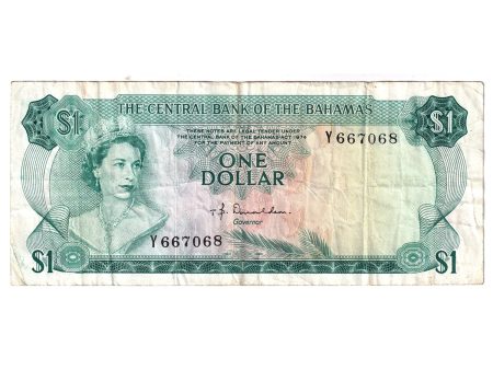 Bahamas 1974 1 Dollar Note, Pick #35a, Donaldson, VF (Holes) For Sale