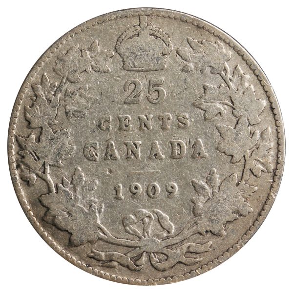 1909 Canada 25-Cents G-VG (G-6) Scratched, Cleaned or Impaired Hot on Sale