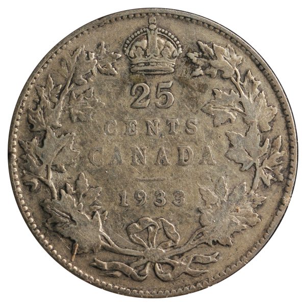 1933 Canada 25-Cents G-VG (G-6) Scratched, Cleaned or Impaired Online now