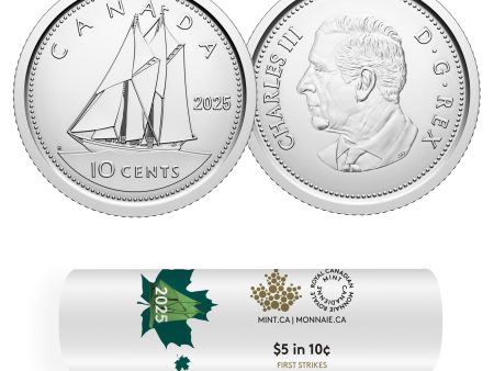 2025 Canada 10-cent Special Wrapped Roll of 50pcs Hot on Sale