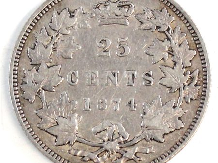 1874H Canada 25-cents F-VF (F-15) $ Hot on Sale