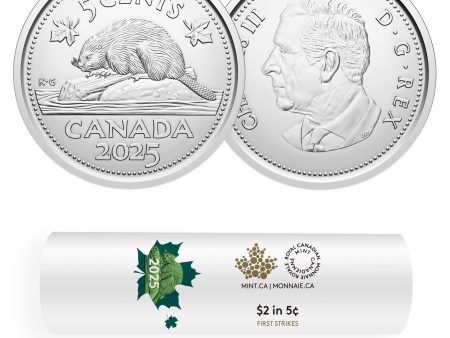 2025 Canada 5-cent Special Wrapped Roll of 40pcs Hot on Sale