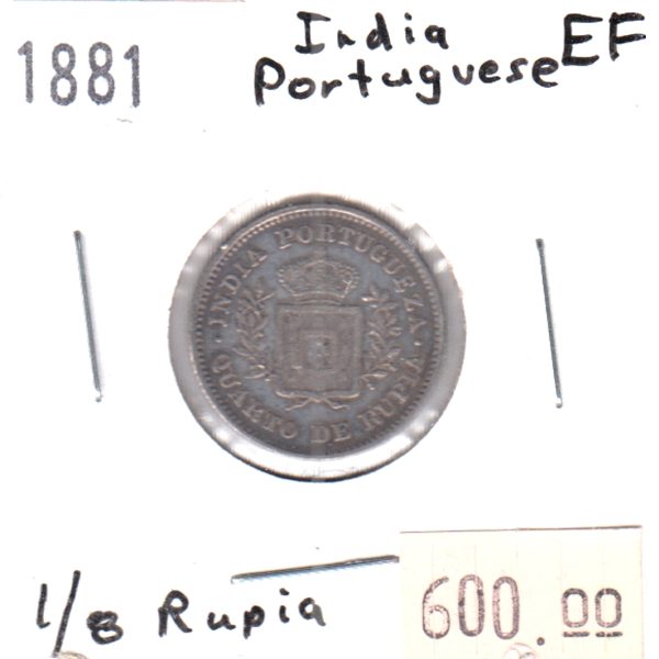 Portuguese India 1 2 Rupia Extra Fine (EF-40) For Sale