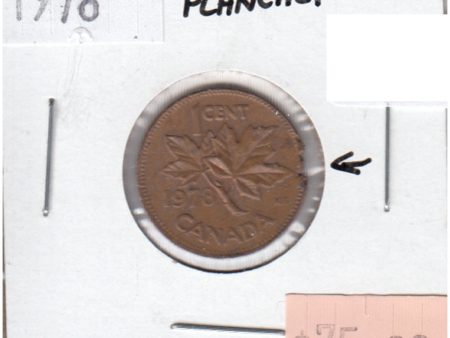 ERROR Defective Planchet 1978 Canada 1-cent Extra Fine (EF-40) Discount