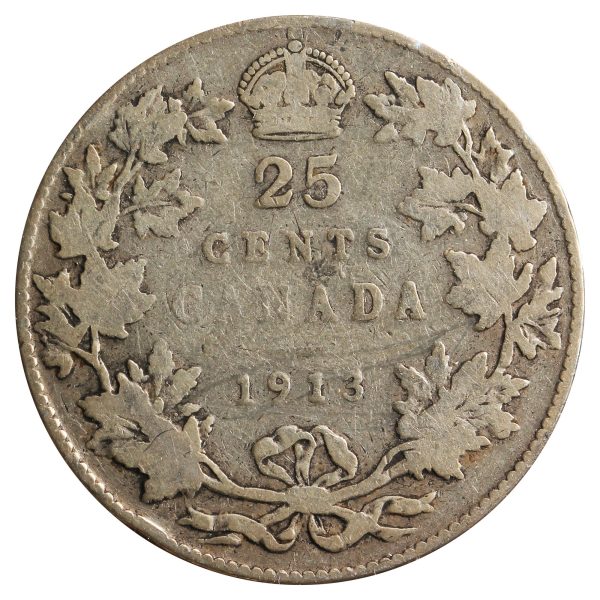 1913 Canada 25-Cents G-VG (G-6) Scratched, Cleaned or Impaired Hot on Sale