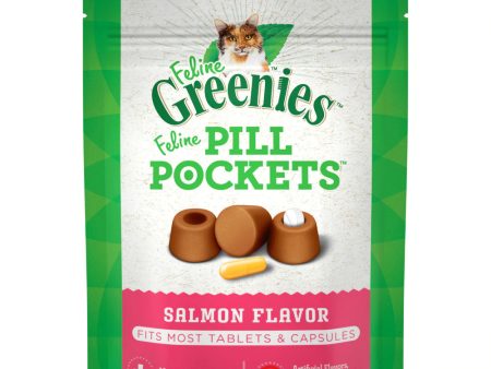 FELINE GREENIES PILL POCKETS Natural Cat Treats, Salmon Flavor on Sale